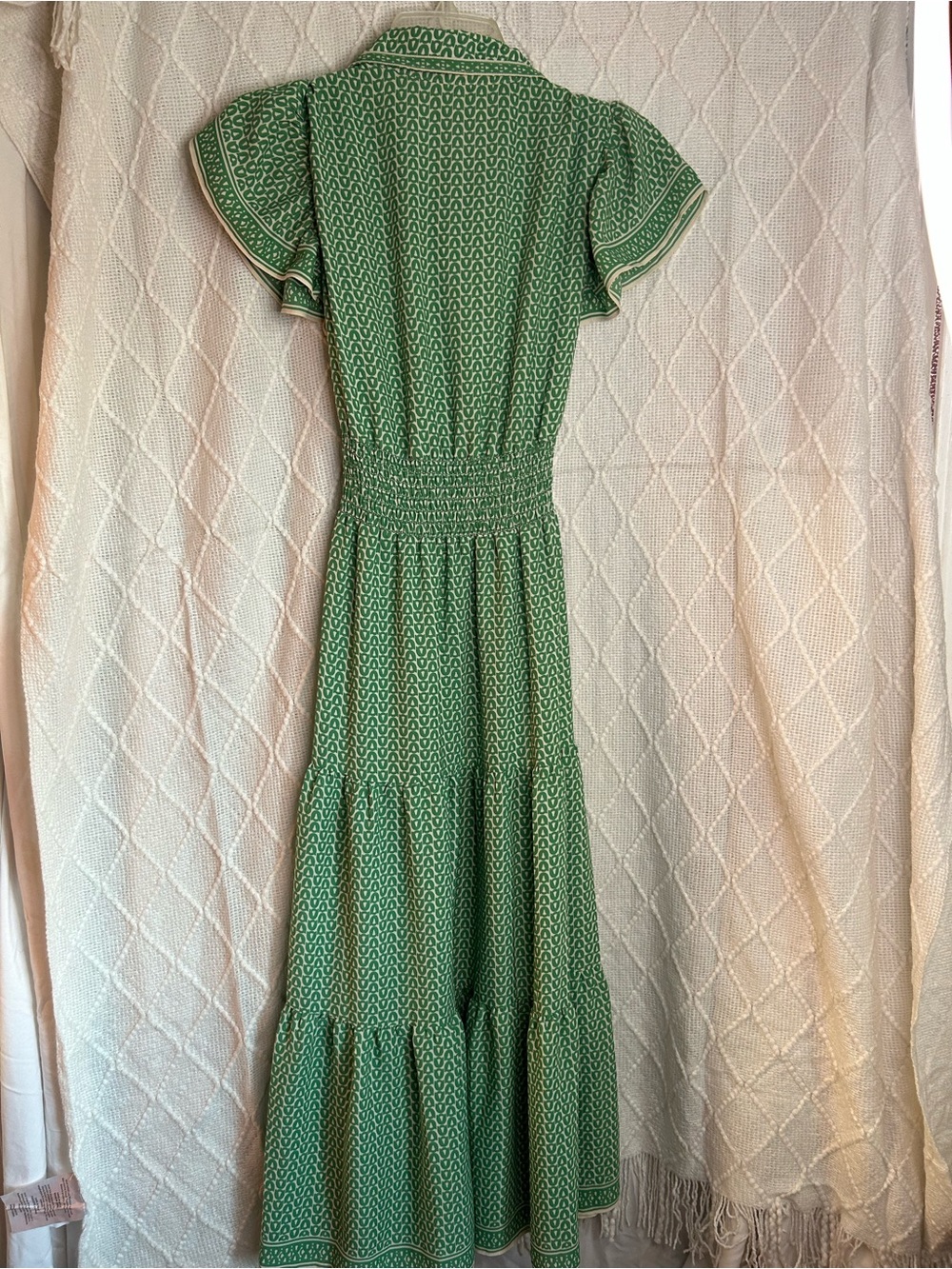 Max Studio Green Printed Maxi Shirt Dress with Tie Belt - Picture 4 of 5